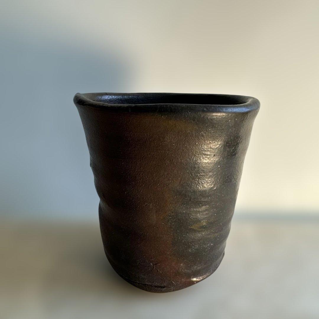 【故島武巳】南蛮焼.穴窯.希少品.焼締め按瓶と湯呑みのセット