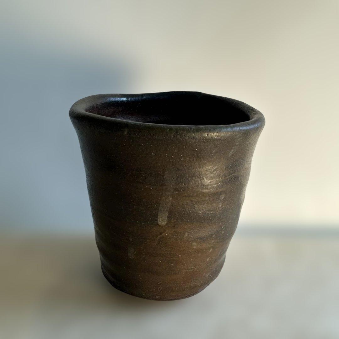 【故島武巳】南蛮焼.穴窯.希少品.焼締め按瓶と湯呑みのセット