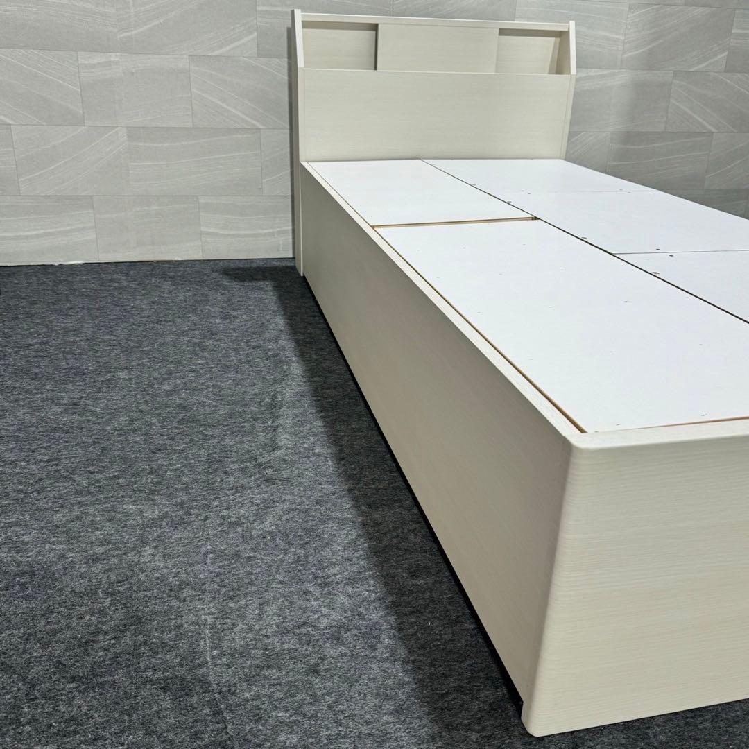 ニトリ シングル ベッドフレーム 収納付き フレームのみ 白 d3598