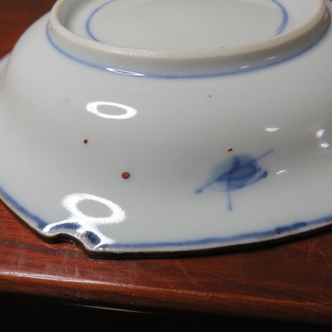 六角皿 2枚 色絵付 ザクロ セミ 染付 変形皿 蔵出し初荷 極美品 その2