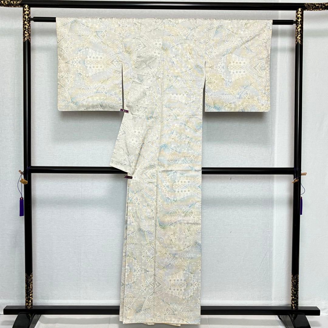 D40 本場白大島紬 正絹 着物 袷 美品