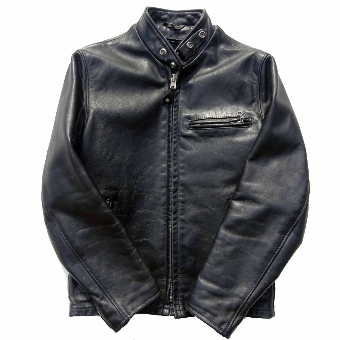 ショットUSA製641 LENZIP シングルライダース立ち襟 36ライナーなし