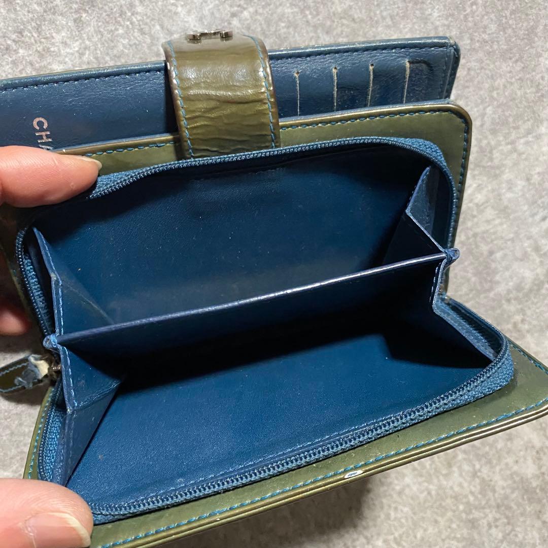 CHANEL シャネル カメリア 折り財布 ココマーク カード シール パテント