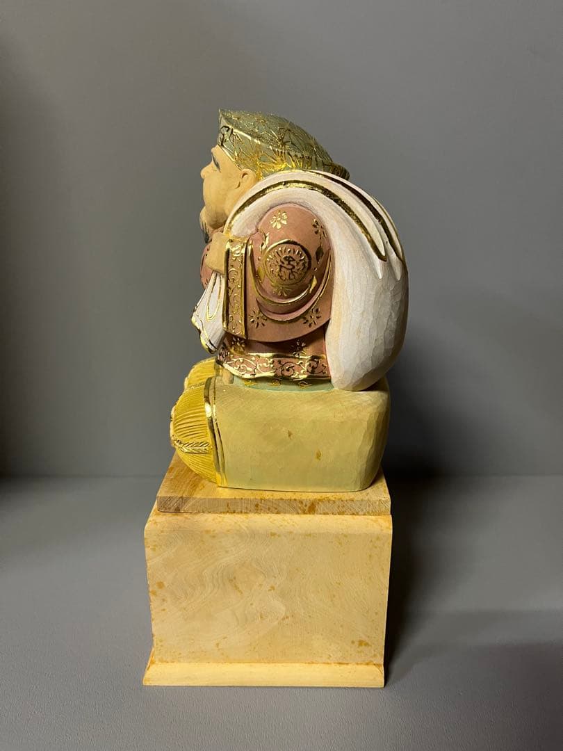 特別価格　恵比寿　大黒　セット　木彫り　彩色　手彫　柘植材　31