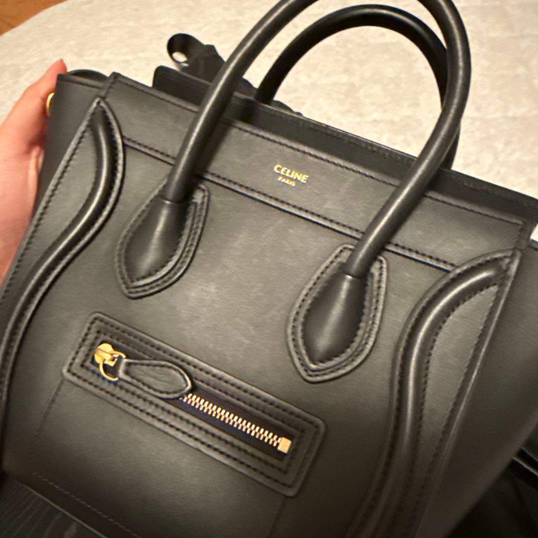 セリーヌ　ナノラゲージ　ブラック　スムーススキン　ゴールド金具