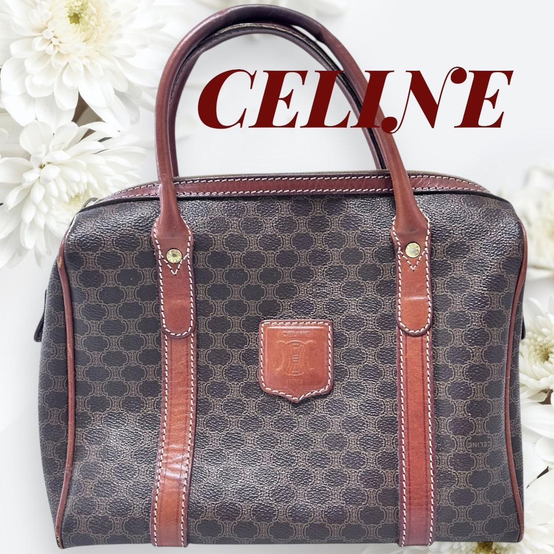 セリーヌ バッグ ハンド ミニボストン マカダム柄 レザー CELINE