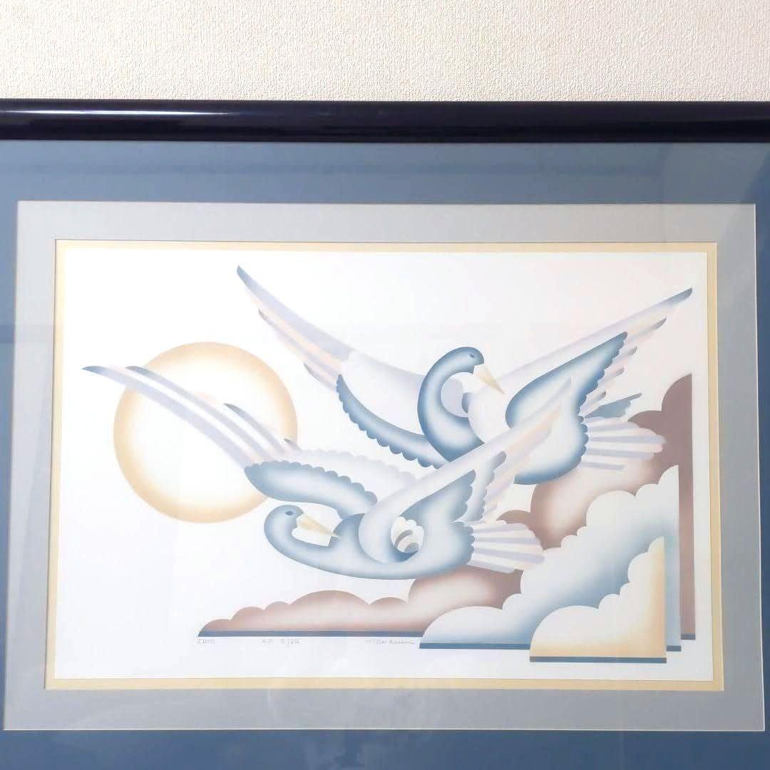 【美品】エディションナンバー入り綺麗な白鳥のリトグラフ