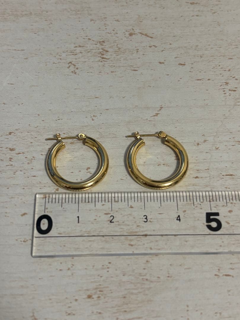 k18イエローゴールド フープピアス 直径約2.5cm