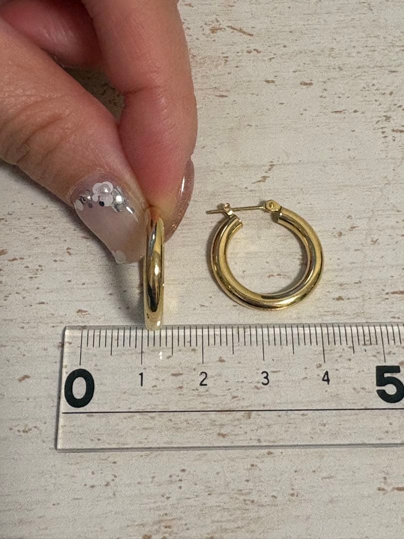 k18イエローゴールド フープピアス 直径約2.5cm
