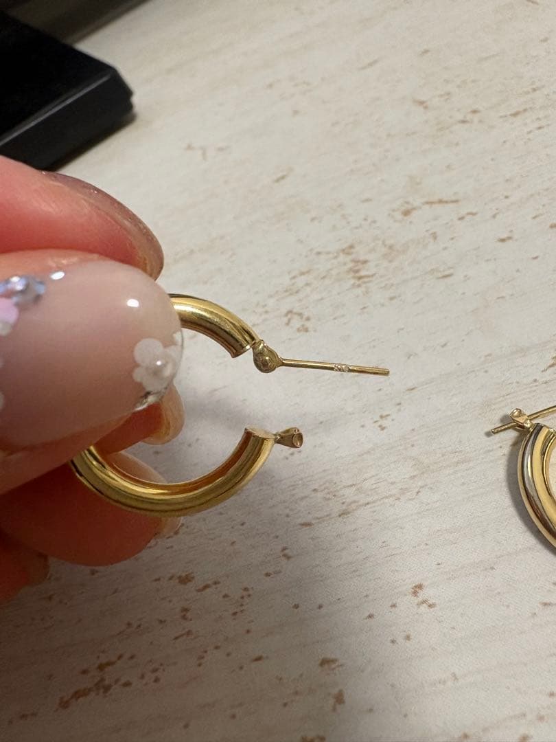 k18イエローゴールド フープピアス 直径約2.5cm