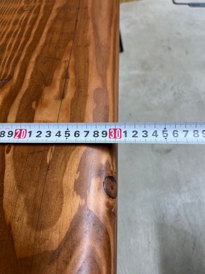 ブラウン木製ベンチ・スチール脚