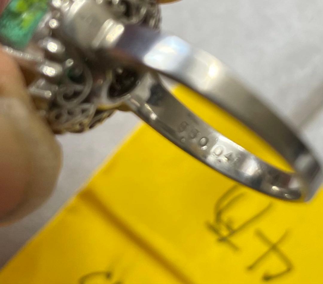 プラチナ　リング　緑