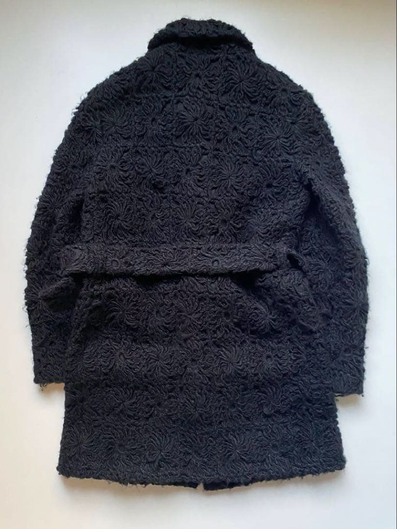 トリココムデギャルソン チェスターコート サイズM 花柄 総柄 ブラックトレンチ