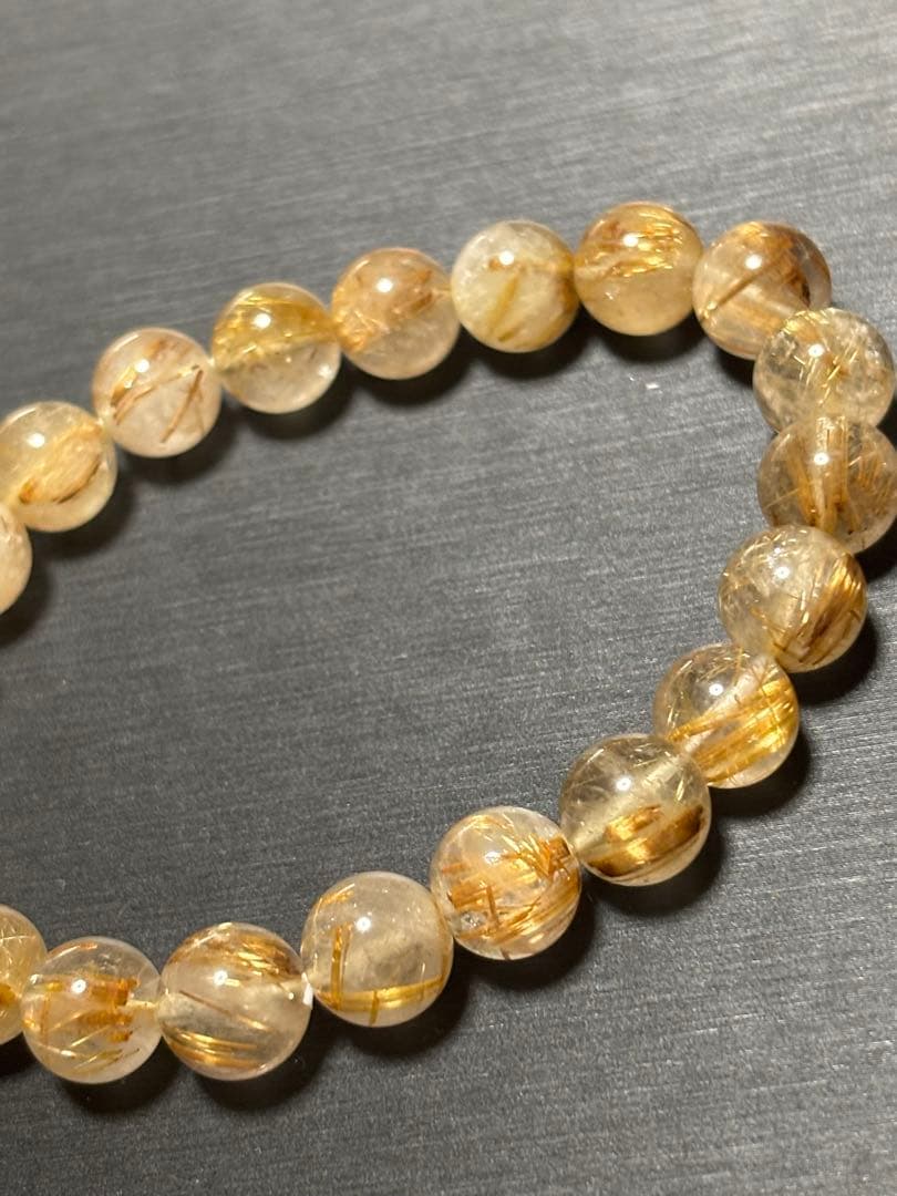 【特価】ゴールドルチル　内径16 9.2ミリ玉　パワーストーンブレス　天然石⑩