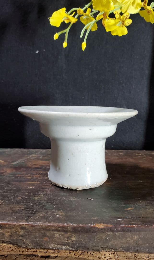 李朝 白磁祭器 白磁盃台