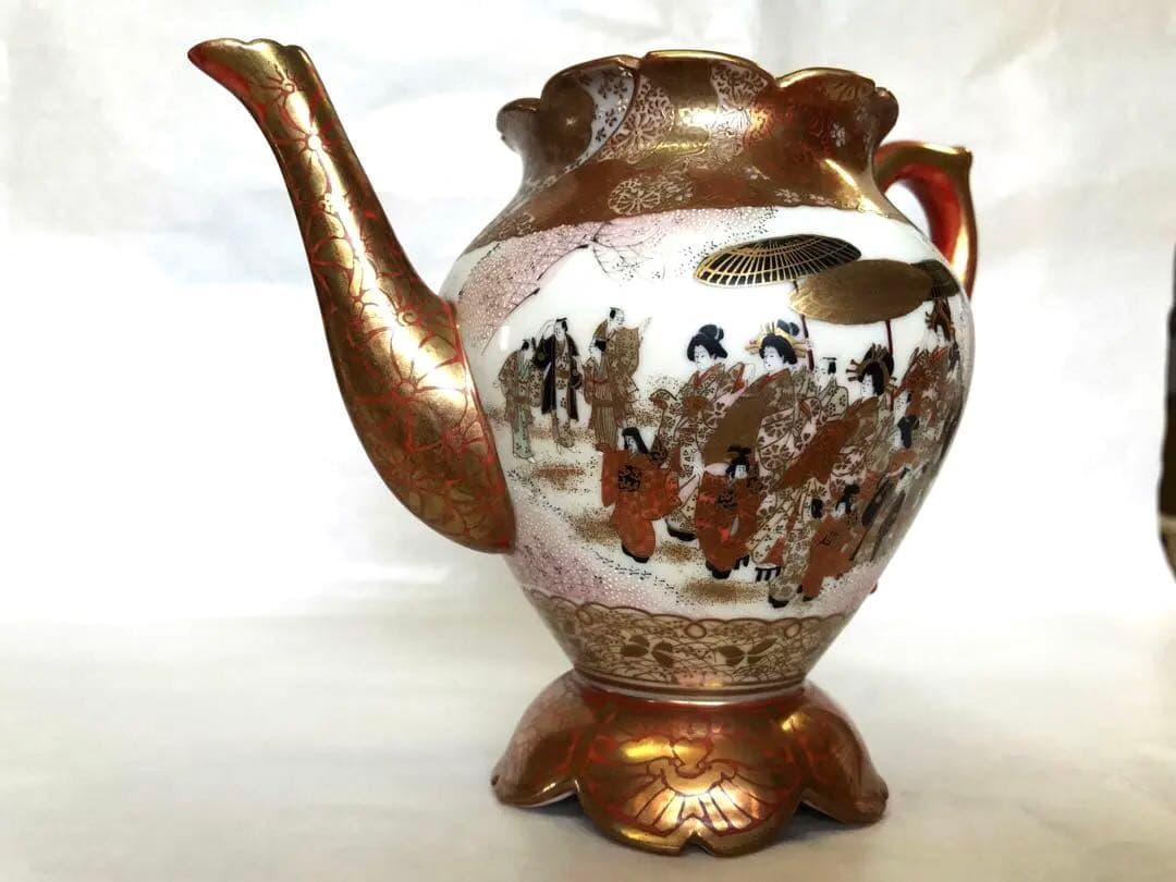 [綿埜製]九谷焼ティーポット(花魁道中花見図)