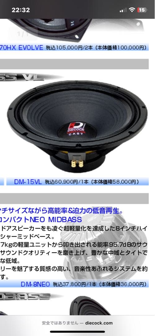 DIECOCK ダイコック外向き内向きトランクオーディオ　カーオーディオ　2発