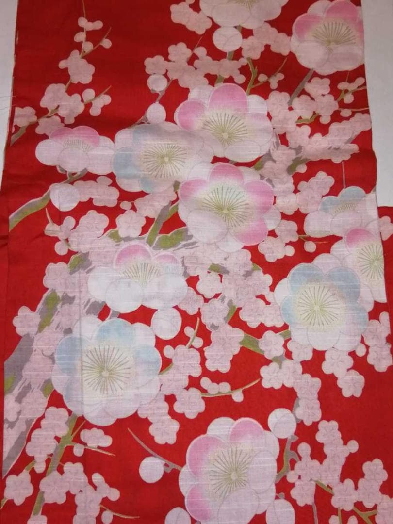 ★ツモリチサト浴衣.朱色地.豪華古典.梅柄★大人の浴衣