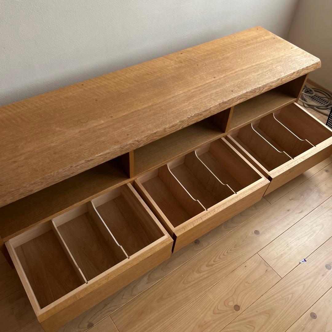 【サカミツ家具】　テレビボード　無垢　ナラ　テレビ台 引き出し付き