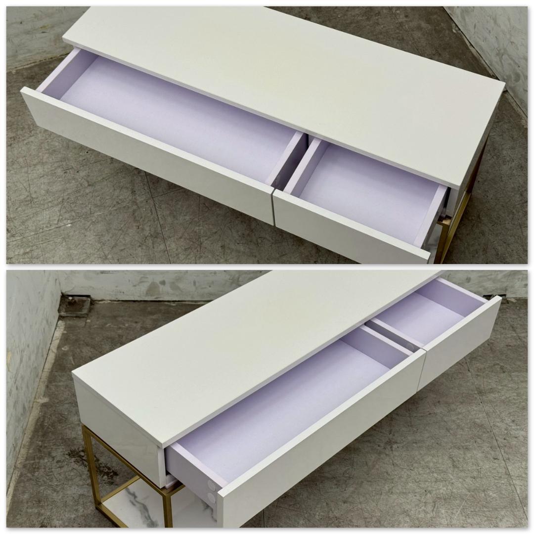 T1265☆美品☆フランフラン　レーヌ　TV台　大理石調　ゴールドフレーム