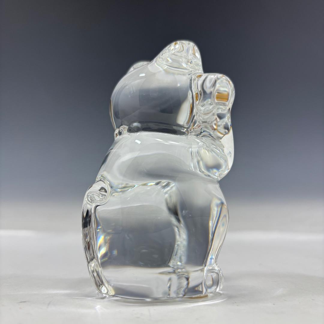 美品【バカラ本物】置物/まねき猫/クリスタル/クリア×ゴールド