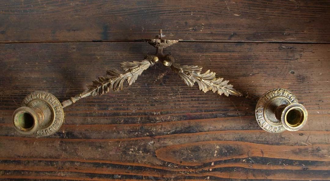 ピアノ用 キャンドルスタンド ２口 ピアノ燭台 金属製 /J932