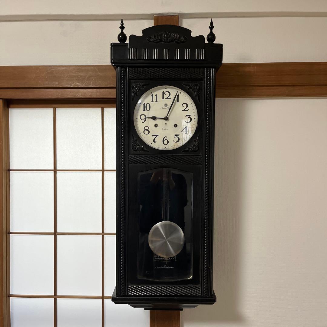 Aichi 30 DAY 愛知柱時計　ゼンマイ式　木製掛時計 黒