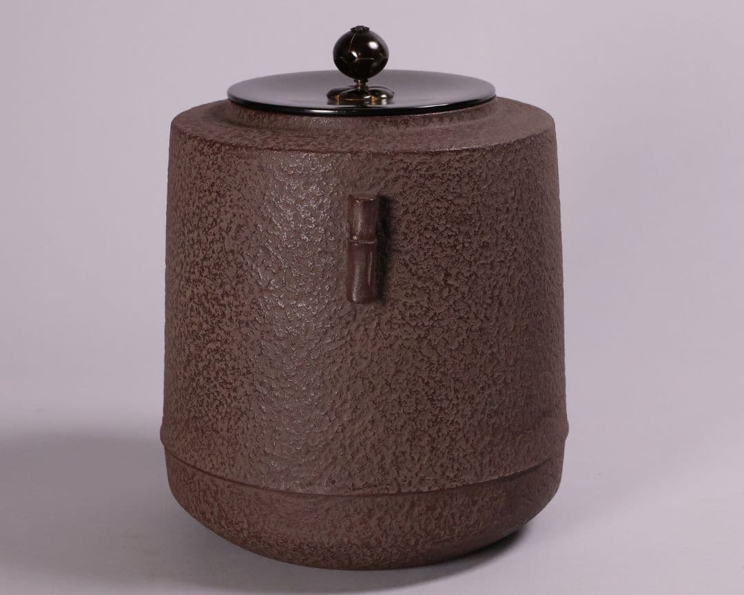 茶道具 釜師・佐藤清光 砂鉄 筒釜 共箱 風炉釜 吊釜 鉄釜【MA526】