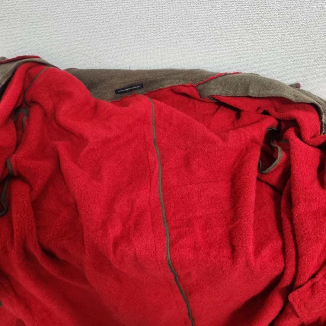 ワイズ Y's バイカラー断ち切りニットコート カーキ ロングコート L