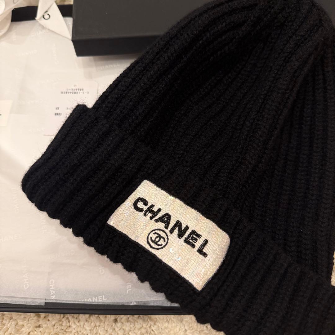 レア正規品CHANEL カシミヤ ニット帽 ビーニー シャネル ココマーク