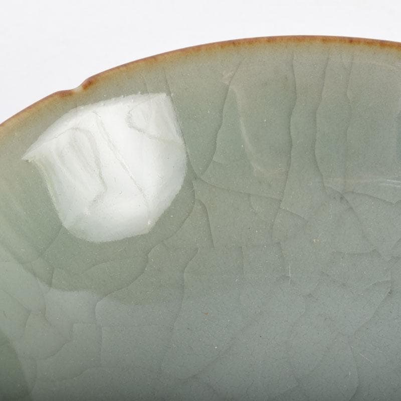 中国　哥窯　青磁　金糸鉄線　氷裂文　輪花皿　C　8994