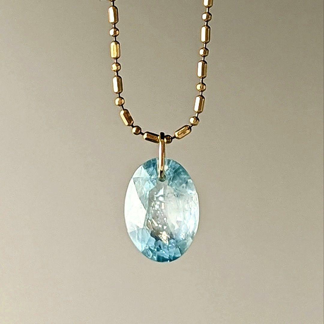 ♢六花♢K18 バイカラ―ブルージルコン3.87ct ネックレスチャーム