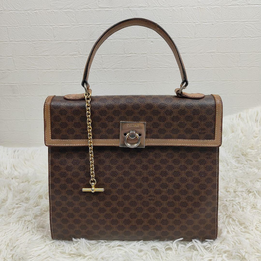 CELINE　ハンドバッグ　トリオンフ　マカダム　ガンチーニ　PVC　レザー