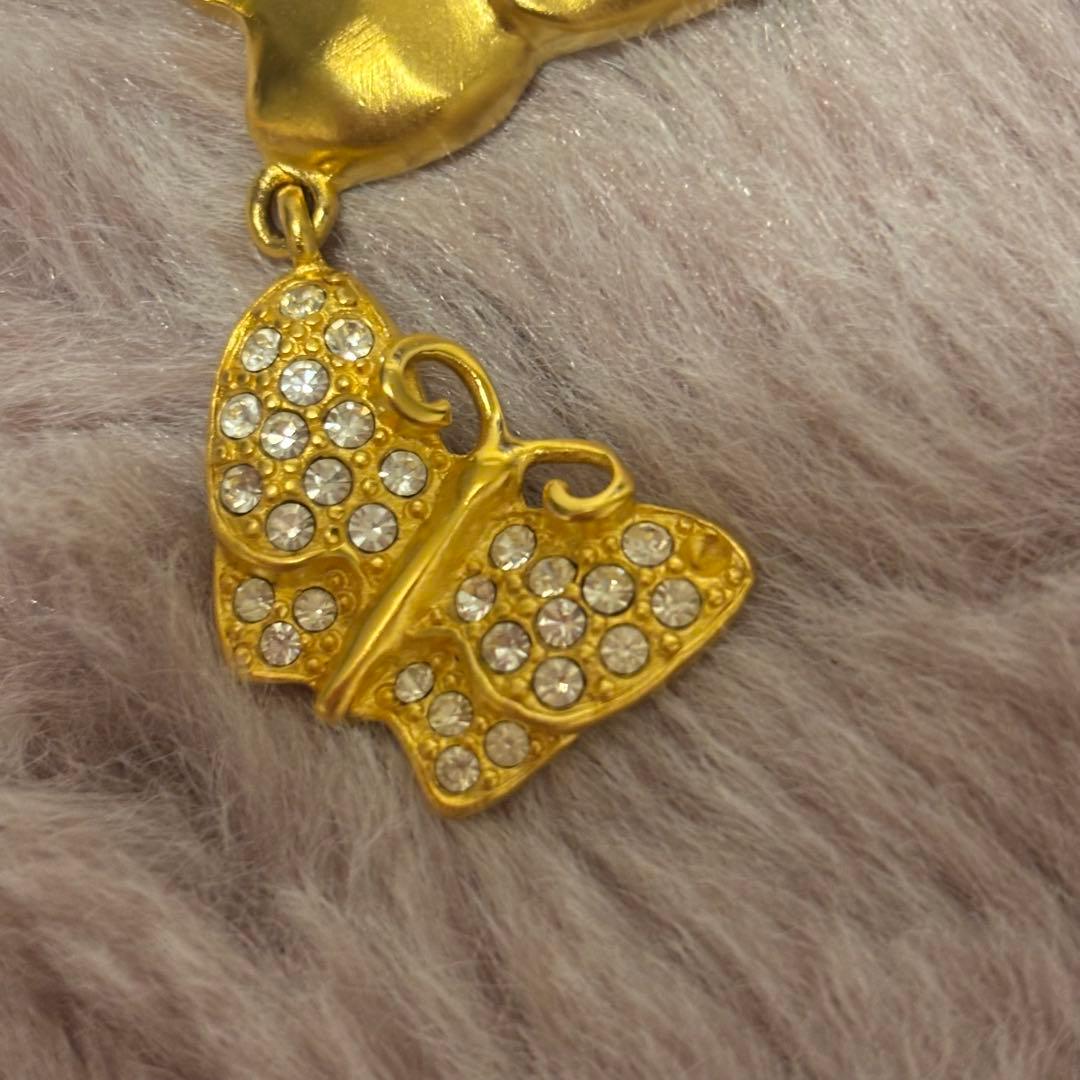 ジバンシー　ゴールド 蝶 ブローチ クリスタル付き　ストーン