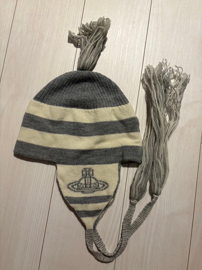ヴィヴィアンウエストウッド ストライプ ニット帽 耳あて付き　正規品
