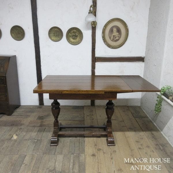 イギリス アンティーク 家具 ダイニングテーブル ドローリーフ 英国 6242d