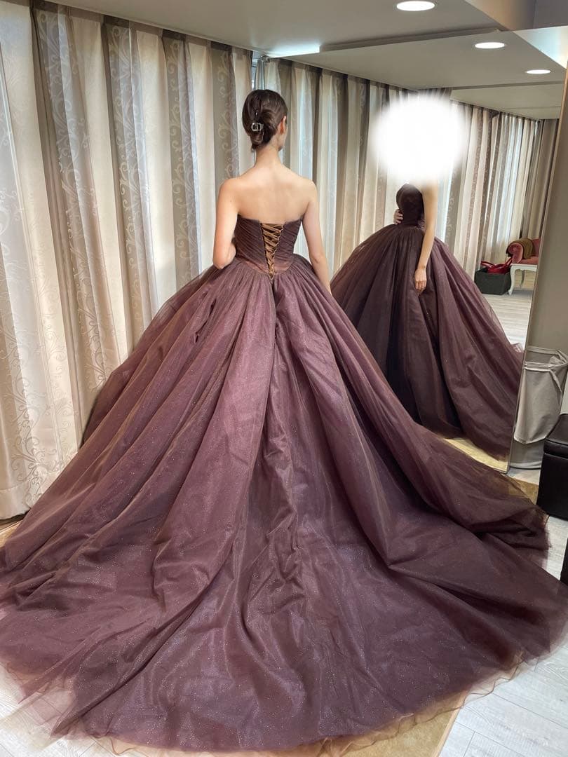 【にゃんらぶ】YNS カラードレス　ブラウン(三段パニエ付き)