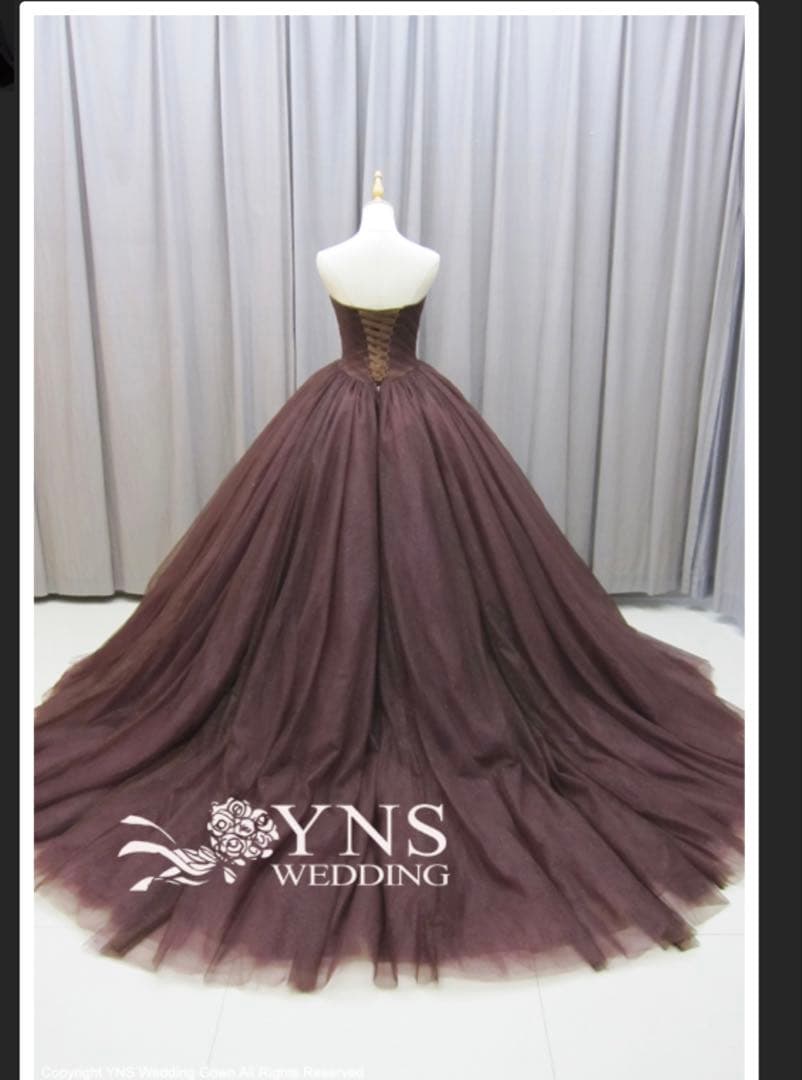 【にゃんらぶ】YNS カラードレス　ブラウン(三段パニエ付き)