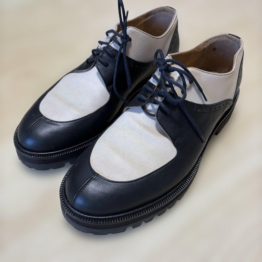 L'F 黒とベージュ 厚底レースアップシューズ