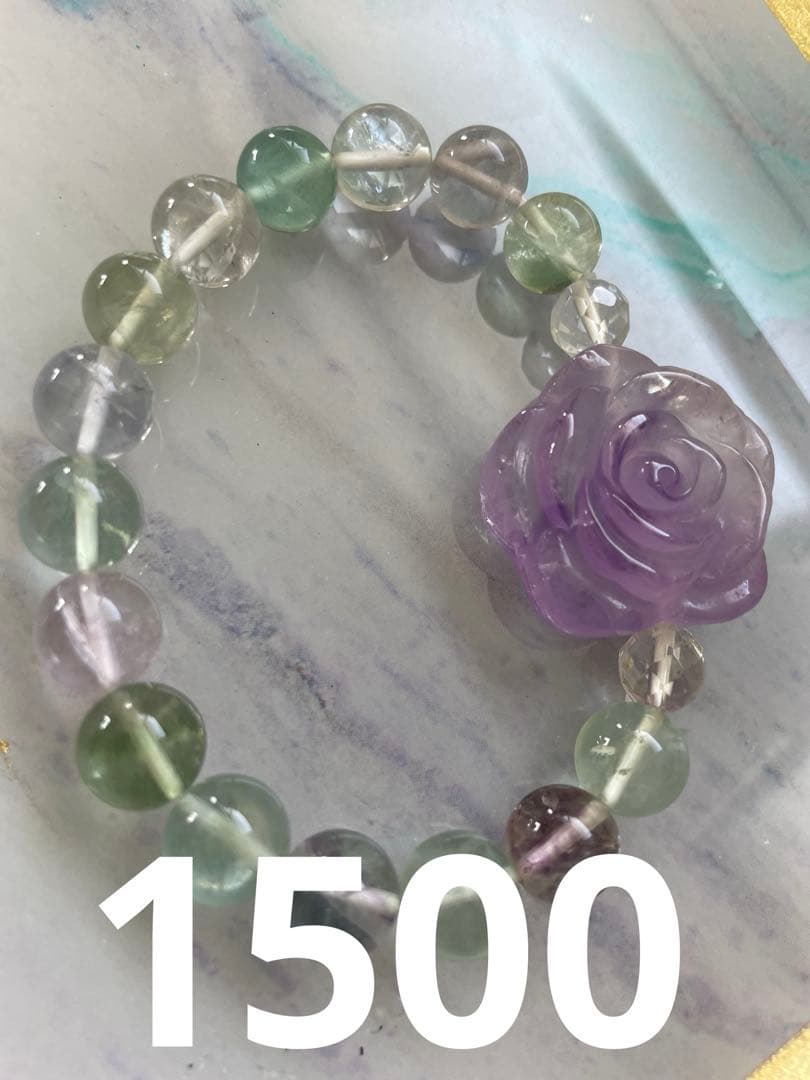 カルサイト 薔薇 ブラウンサンムーンストーン ブレスレット