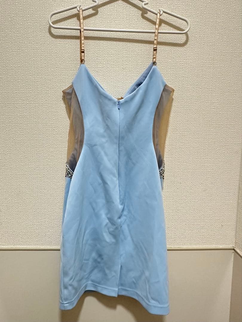 AR ドレス Mサイズ 水色 ビジュー キャバドレス スリット