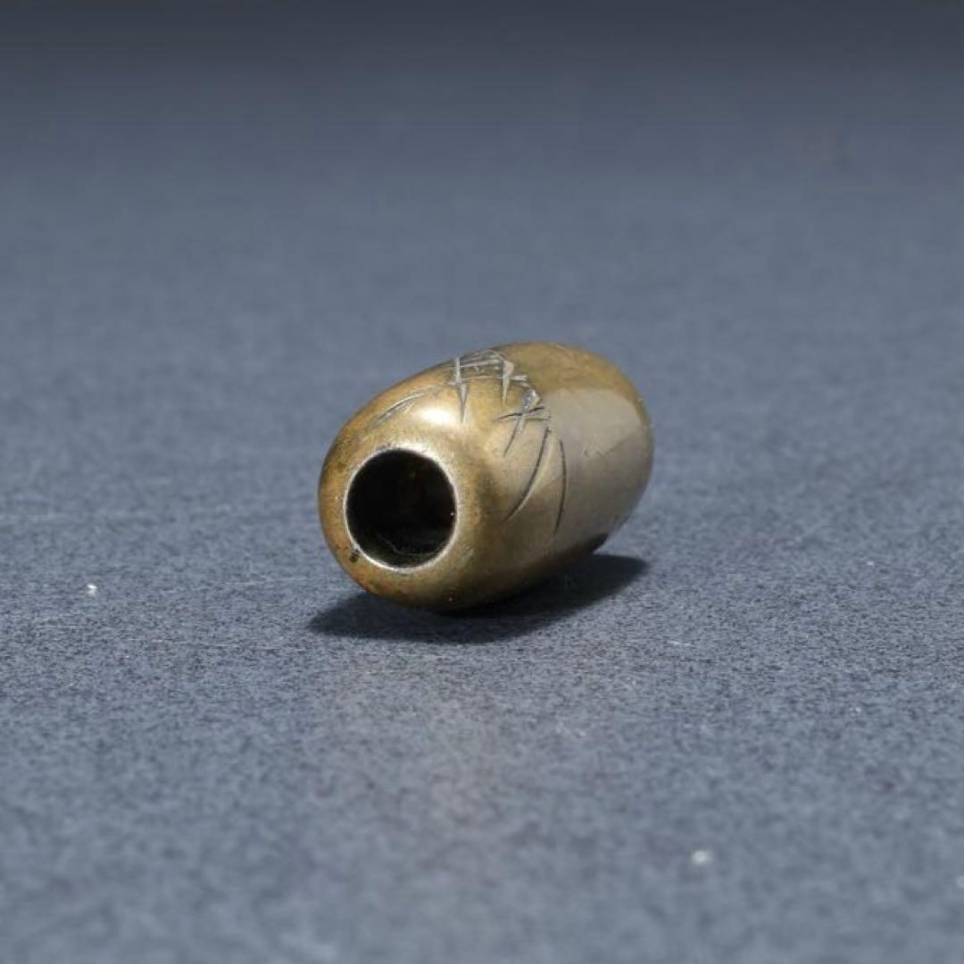 緒締め玉　竹図　提げもの　金属　彫金　金工　R1645