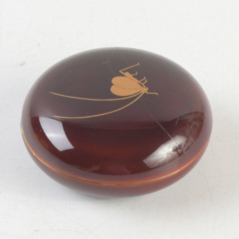 茶道具　武司作　鈴虫蒔絵　内金溜　香合　共布共箱　V　9517