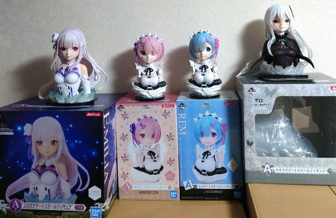 リゼロ アートスケール胸像フィギュア4体セット（ラム、レム、エミリア、エキドナ）