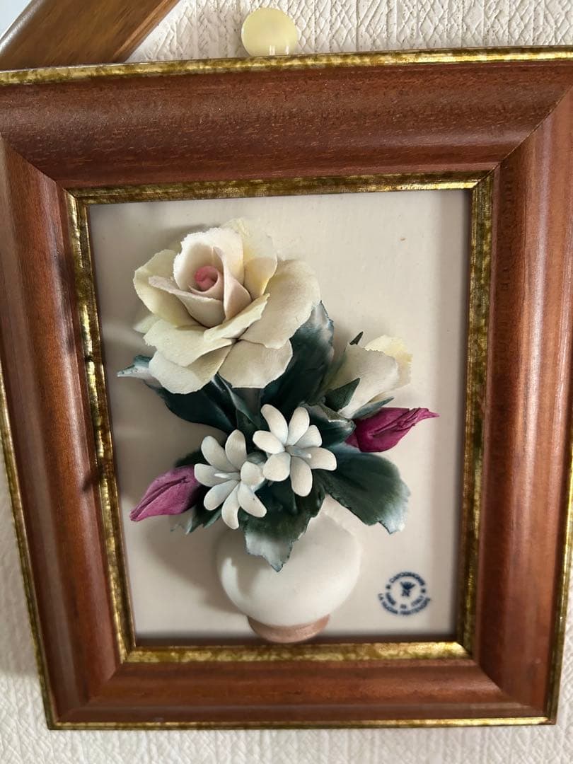 カポディモンテ　陶花　壁掛け　イタリア　オブジェ