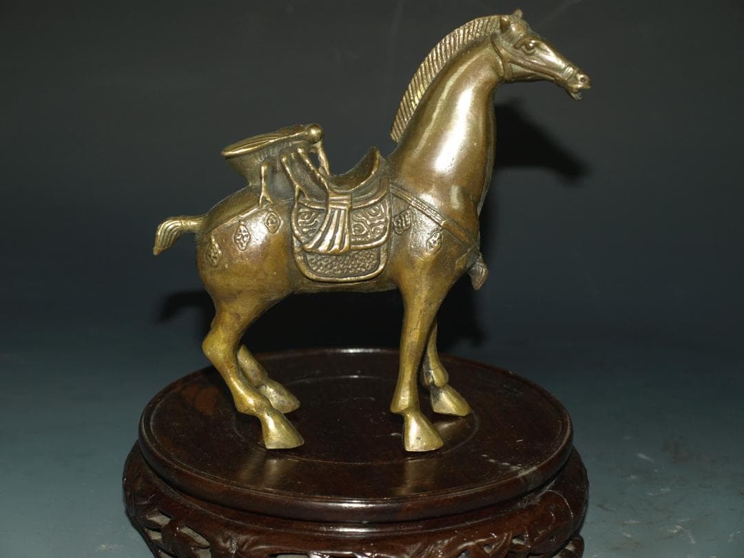 旧家うぶだし　中国清時代 銅製 戦馬の置き物※激安骨董品 N1123C11-3