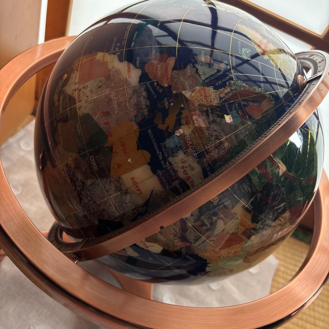 【美品✨希少】天然石✨地球儀✨アンティーク✨インテリア✨コレクション✨シェル