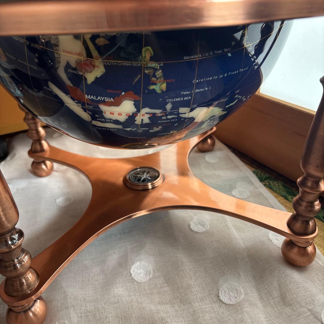 【美品✨希少】天然石✨地球儀✨アンティーク✨インテリア✨コレクション✨シェル