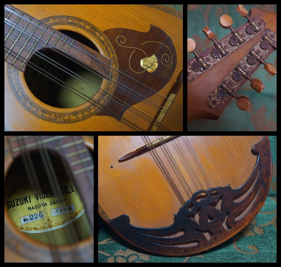 バイオリン マンドリンSUZUKI 弦楽器螺鈿象嵌葉紋No.226 1966年製