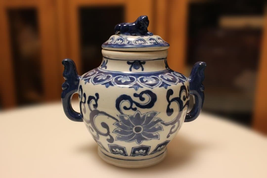 染付　　香炉　花瓶　壺　中国　乾隆年製　唐物